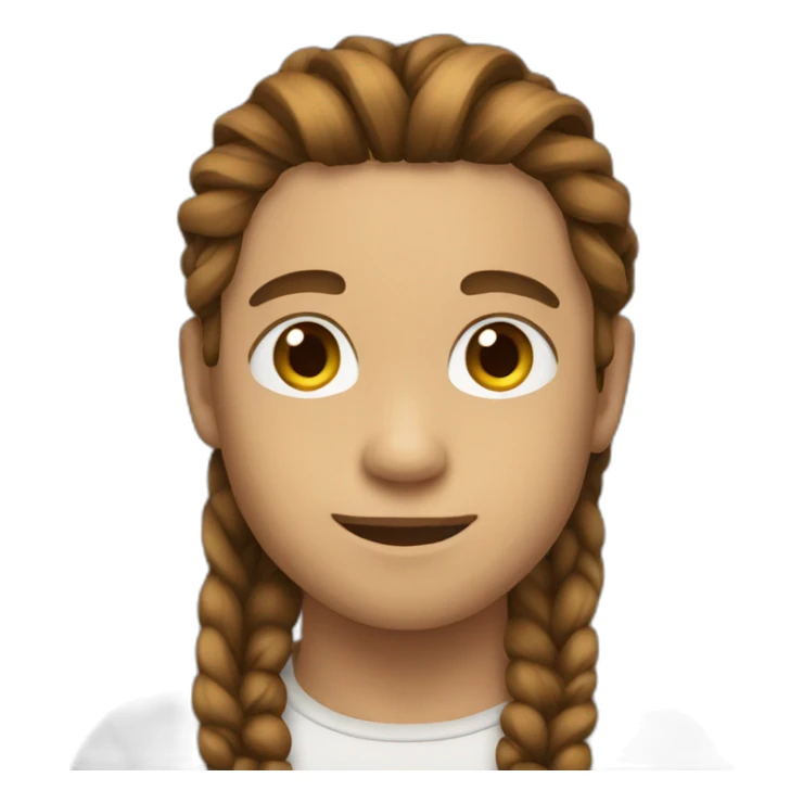 handsome boy with brown long hair braids sticker