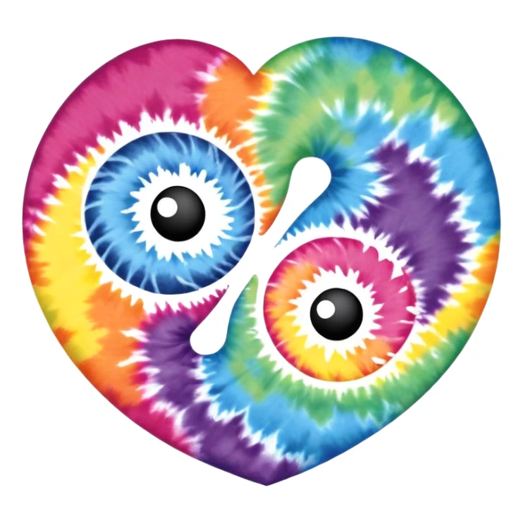 Tie dye ying yang with hearts as the opposite  sticker