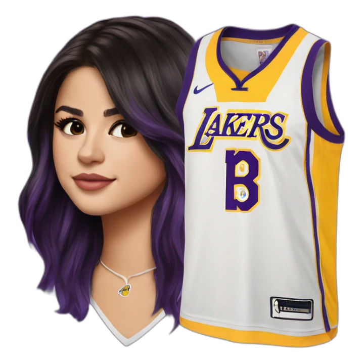 selena gomez with lakers jersey sticker