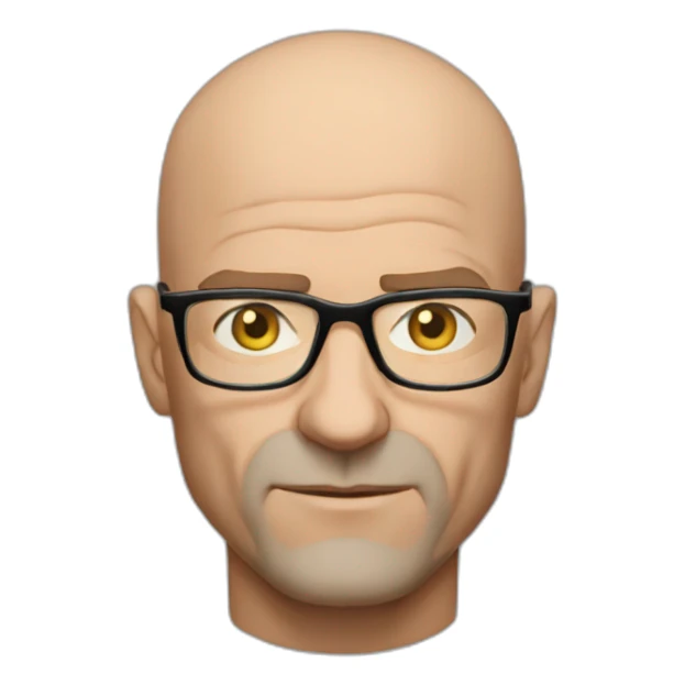 handsome blueeyed bald 50 year old man wearing breaking bad glasses sticker