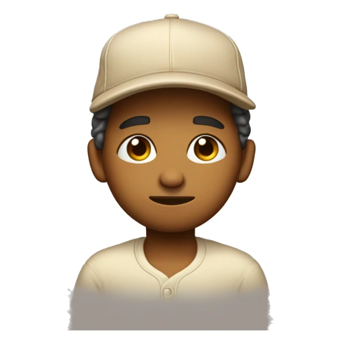 pensive face with drolling and baseball hat praying hands, eyes closed normal and wearing normal hawain shirt beige skin and not old sticker