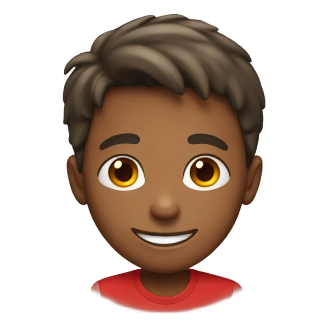 smiling boy in red shirt sticker