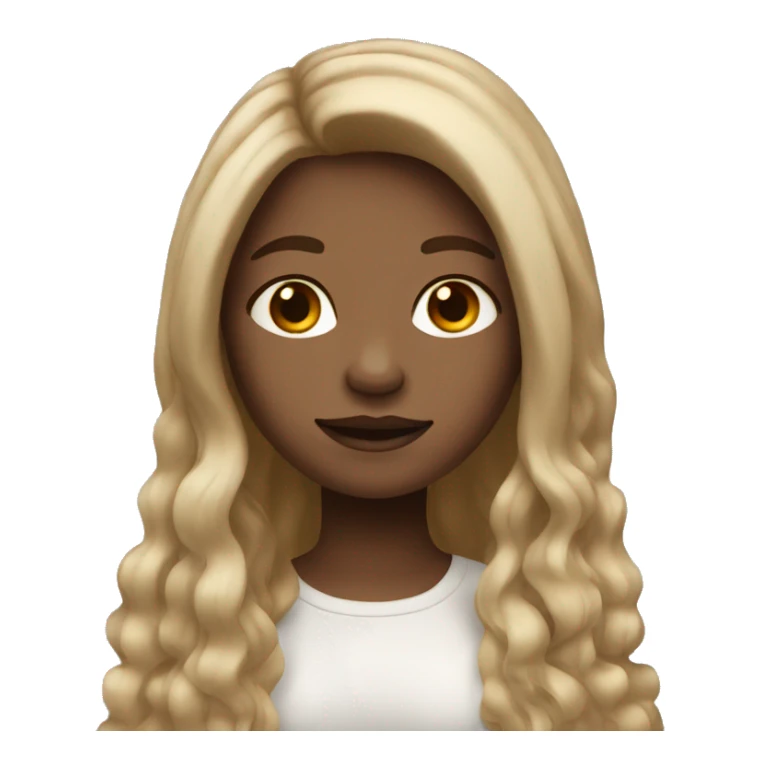 Girl that has a light color skin has a brown long hair sticker