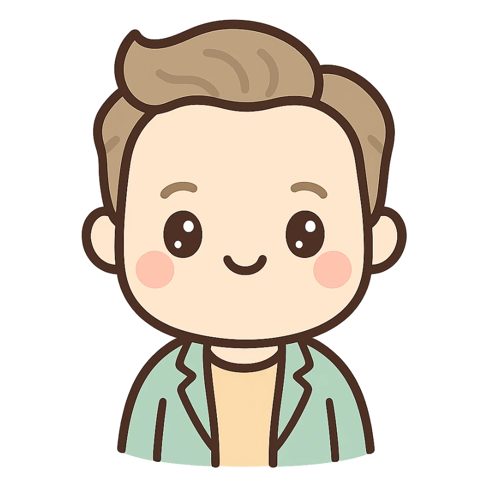 cute kawaii style character inspired by Elon Musk, with distinctive features sticker