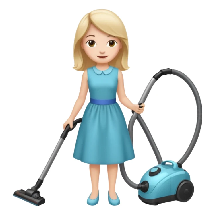 happy girl vacuuming sticker