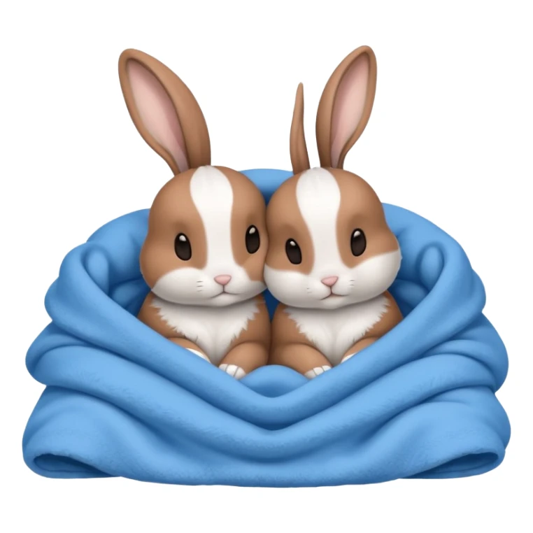  Two bunny's brown & white, in a blue blanket cuddling together sticker