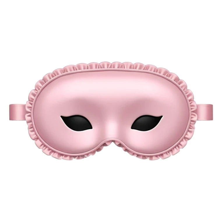 Powder pink sleep mask, satin, frilly, no eyes, plain sticker