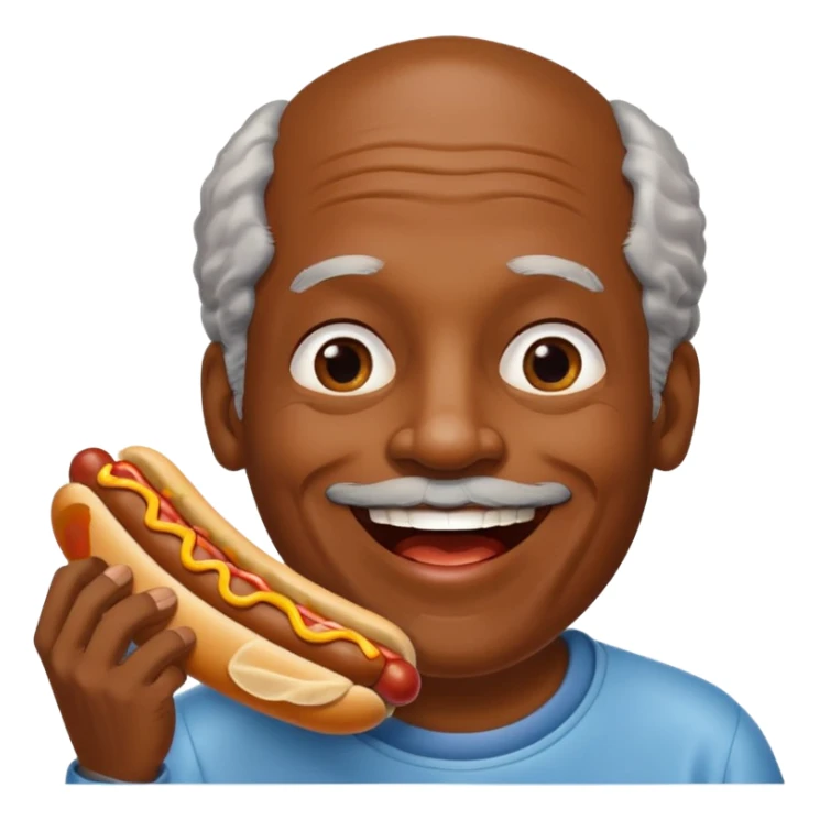 hotdog eating black old man sticker