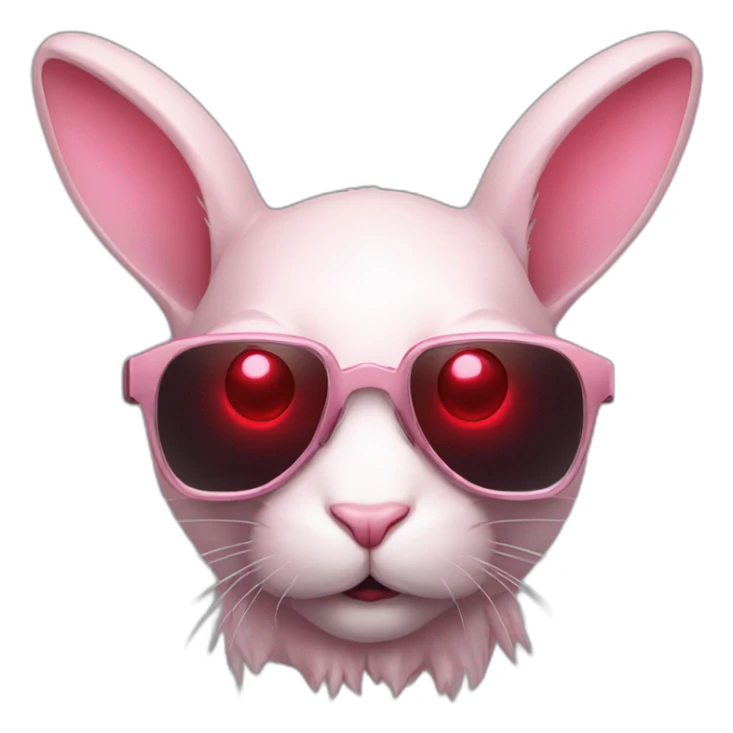 A ferocious pale pink rabbit with red eyes cyberpunk sunglasses sticker