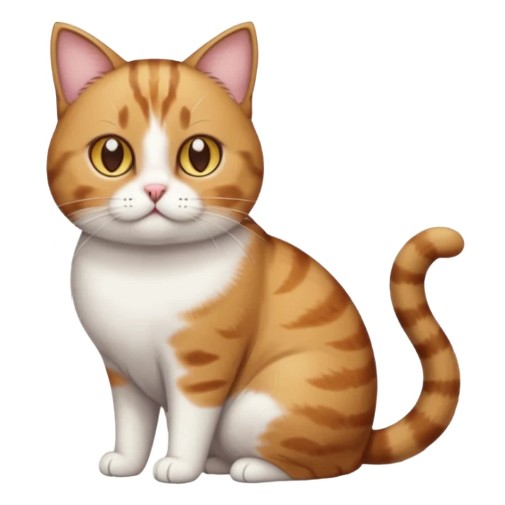 full body torbie and white cat with small head, hazel eyes, and short but chubby body sticker