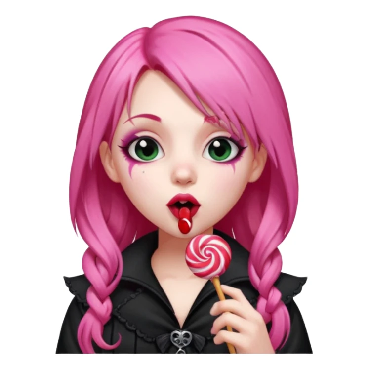 Goth girl with long pink hair licking a lollipop  sticker