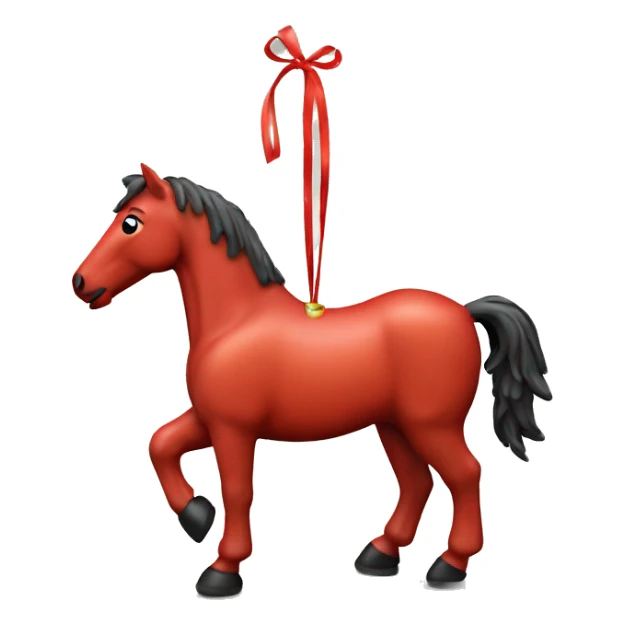 red New Year's horse toy for Christmas tree sticker