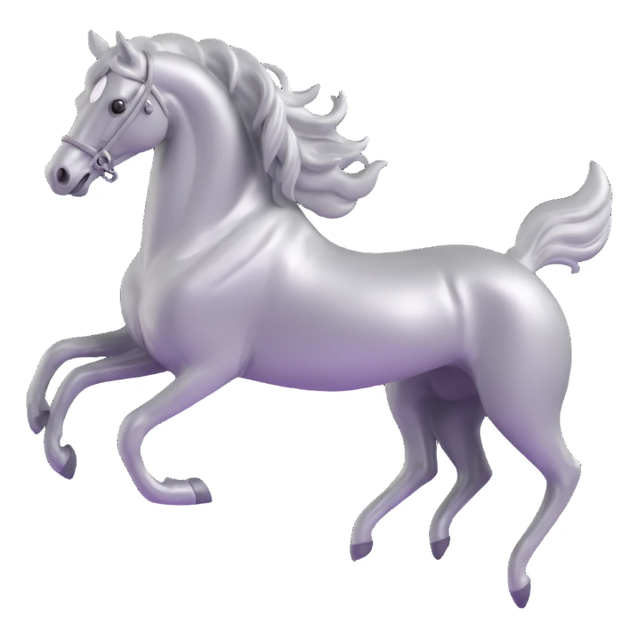 silver metal chrome spirit horse running, magical sticker