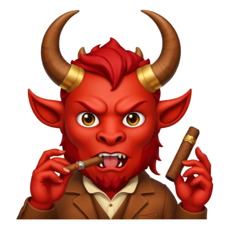 Emoji de diablo con sigarro en la boca sticker
