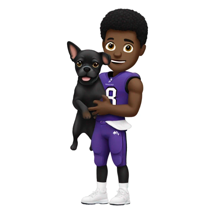 Lamar Jackson with a dog in his hand sticker