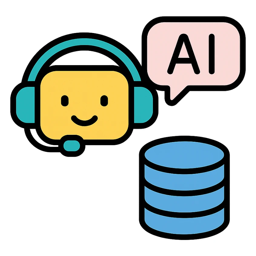 colored icon of an AI agent named NL2Cypher with a speech bubble and database symbol sticker