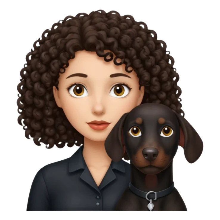 Curly haired brunette with black Doberman  sticker