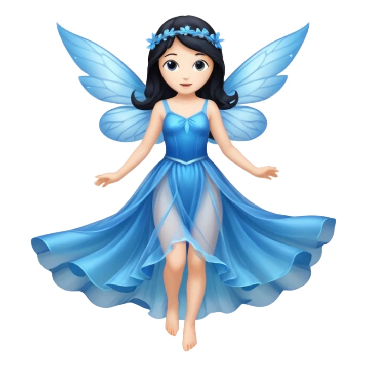 Flying blue fairy with dark hair sticker