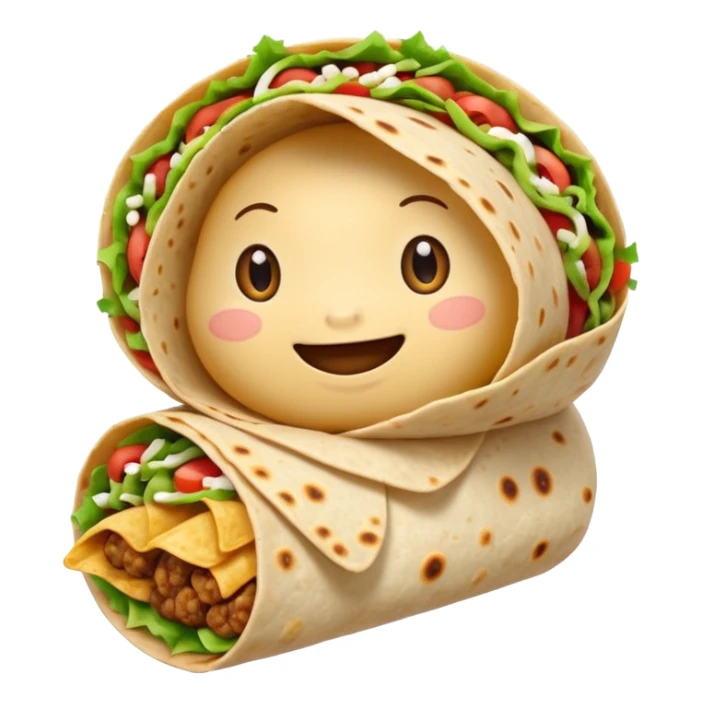 A burrito with arms and really cute eyes sticker
