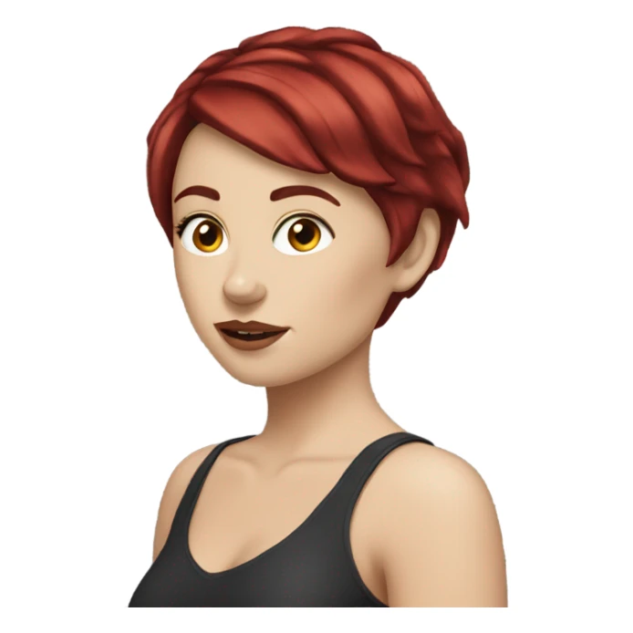 White girl short dark red hair sticker