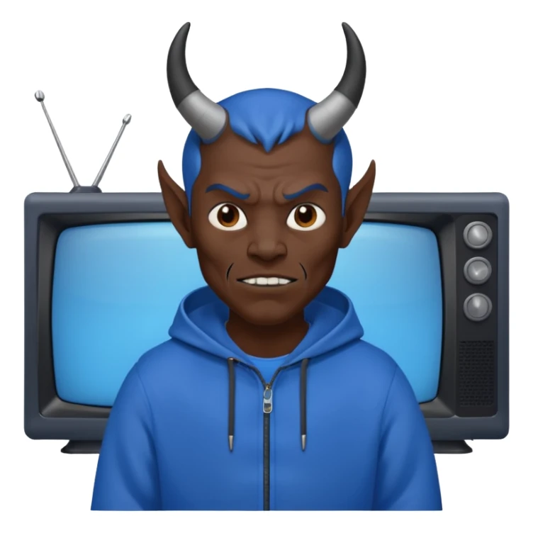 Vox the demon with a TV as his head wearing all blue sticker