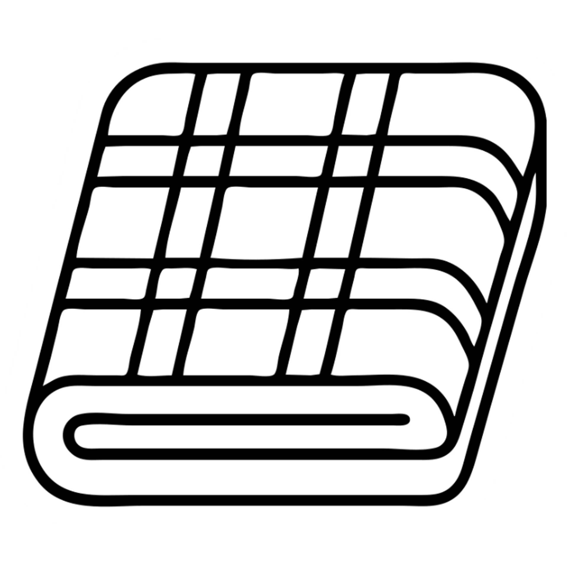 folded blanket with light pink and white plaid pattern, minimal outline sticker