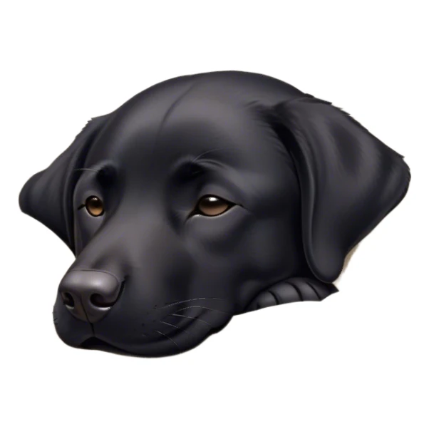 Meme-Worthy Cute Sleeping Black Labrador Portrait Emoji, Head resting peacefully with a contented smile, showcasing a delightfully robust build and a luxuriously soft black Fur, eyes shut in a serene nap, Simplified yet hilariously adorable features, highly detailed, glowing with a soft, drowsy light, high shine, relaxed and utterly lovable, stylized with an air of playful laziness, bright and heartwarming, soft glowing outline, capturing the essence of a comically sleepy companion, so meme-worthy it feels like it could instantly become the next viral sensation of adorable slumber! sticker