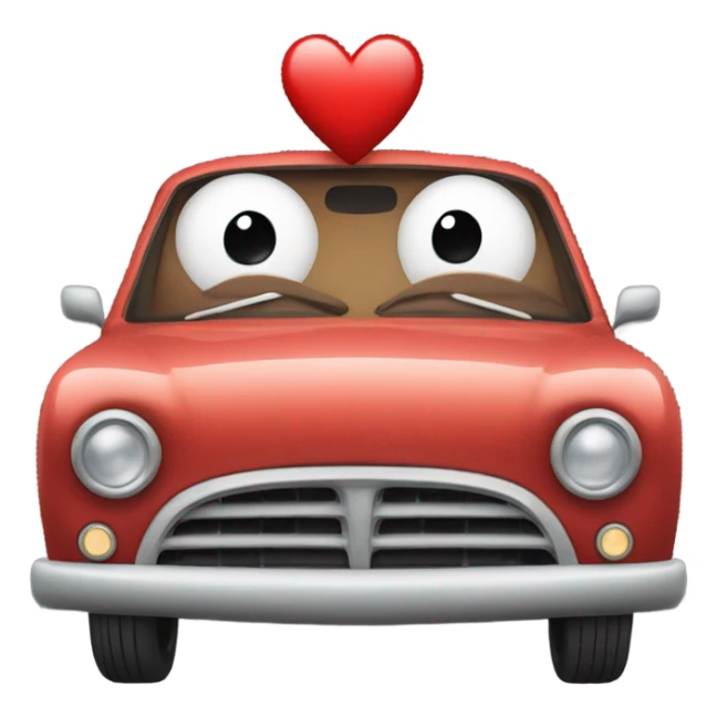 Car with heart eyes sticker