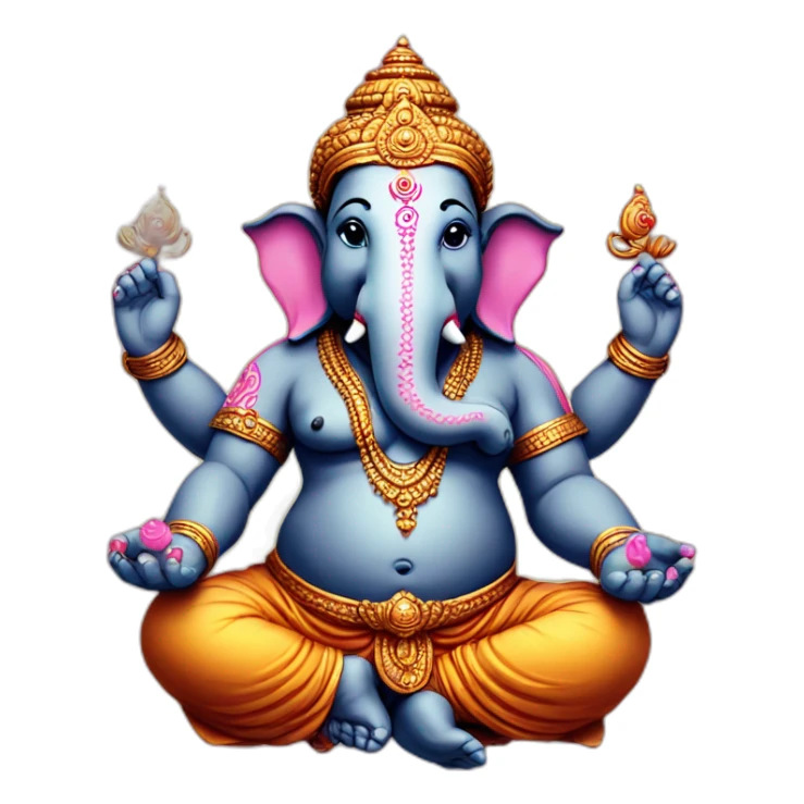 ganesha hindu god with 4 hands sticker