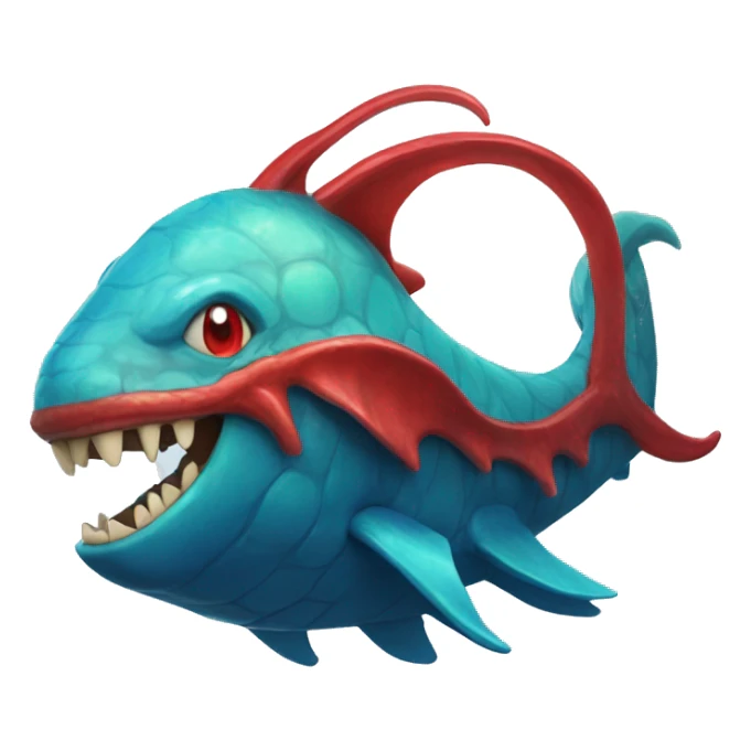 Christian beautiful Leviathan with blue and red horns and glowing blue eyes sticker