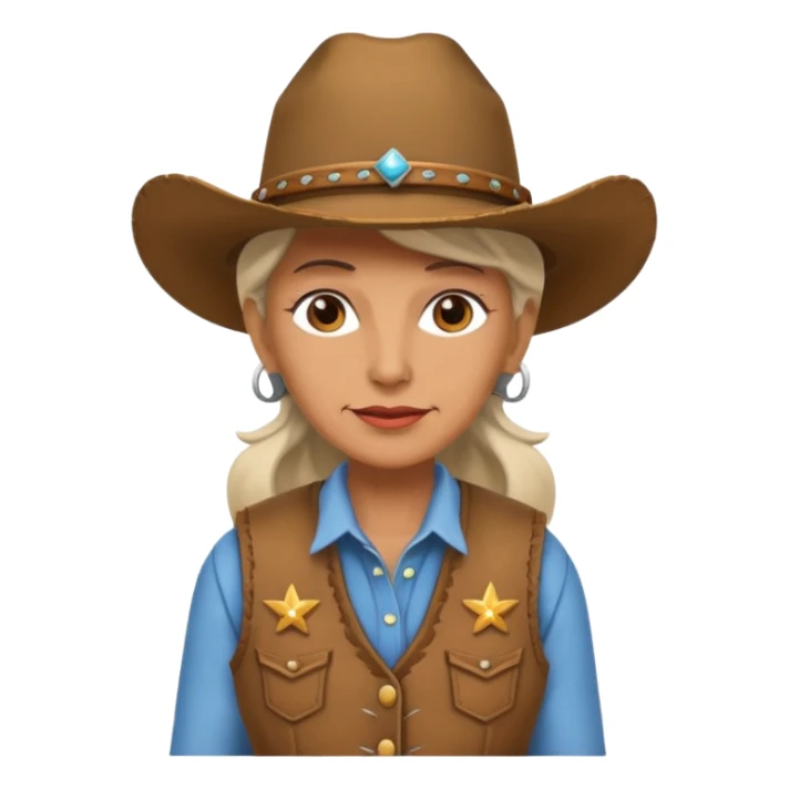 old cowgirl with vest sticker