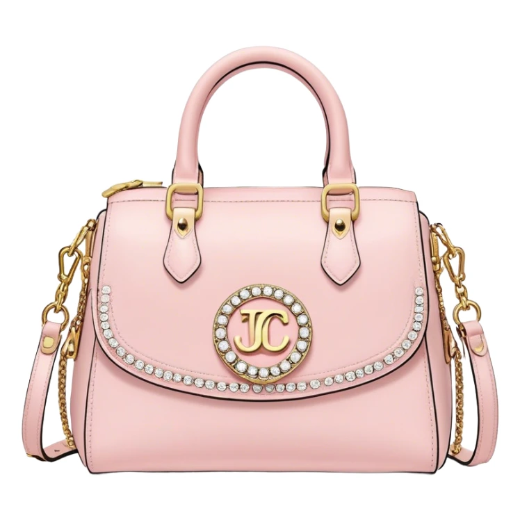 pale pink juicy couture purse with big JC on the front bling bling sticker