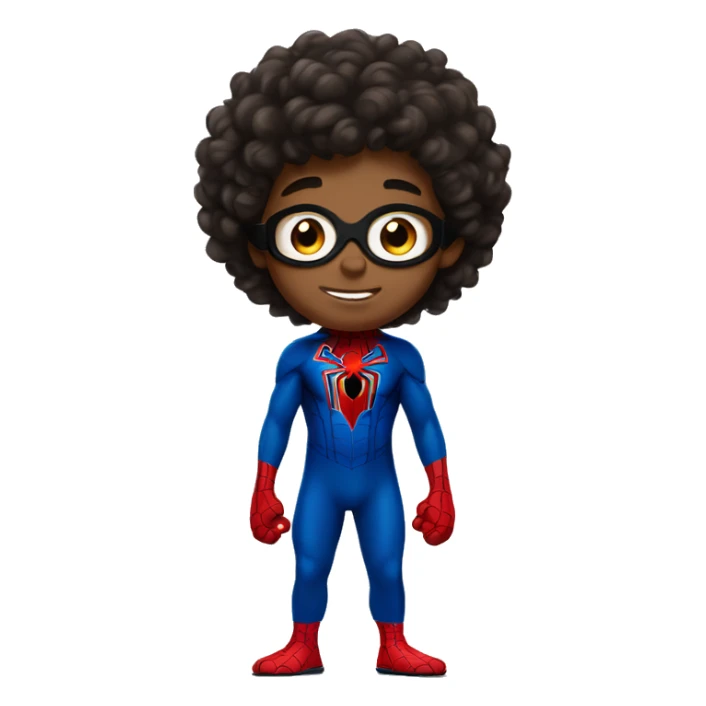 curly headed boy wearing a Spider-Man suit with no mask  sticker