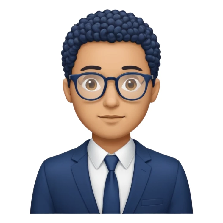 Curly Buzz cut Latino with glasses and dark blue suit  sticker