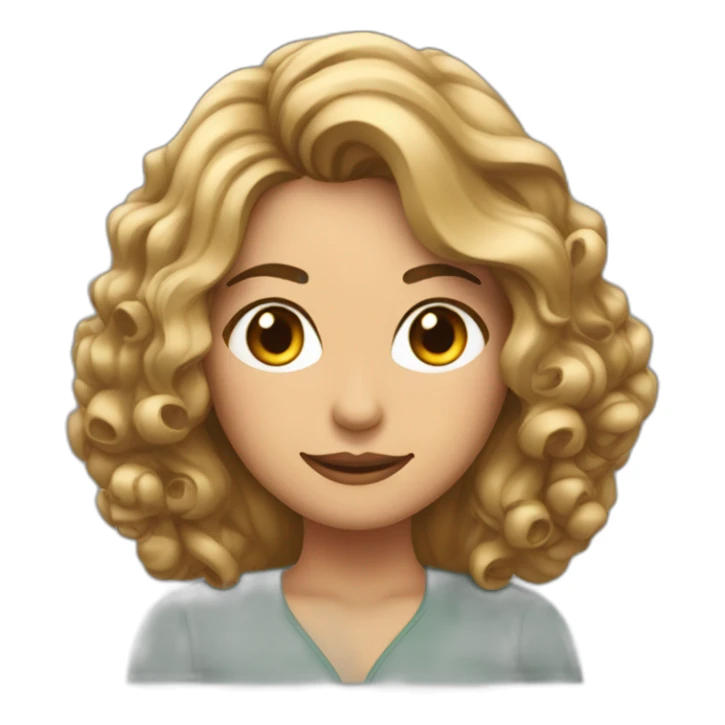 Mujer con media melena rizada con mechas sticker