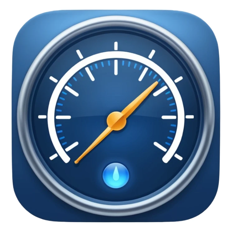 a simple gauge, deep blue with a faint glow, no numbers, clean and modern look, apple emoji style sticker
