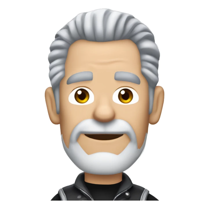 grey haired Caucasian biker on a  blue Harley Davidson road king sticker