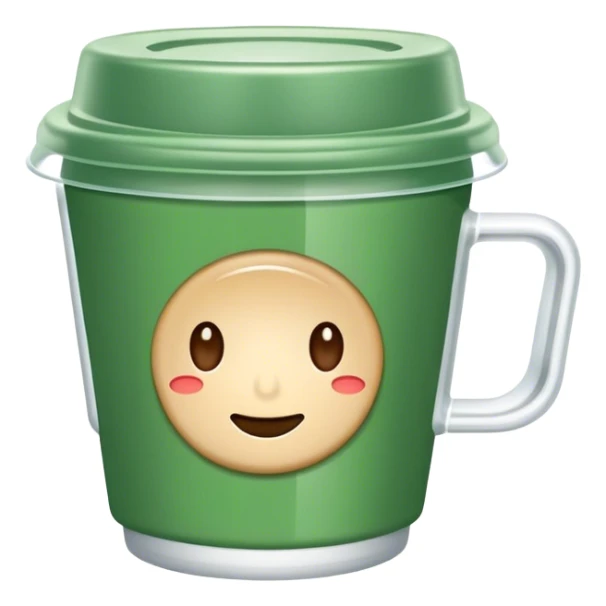 green paper short  espresso cup with transparent plastic lid on top sticker