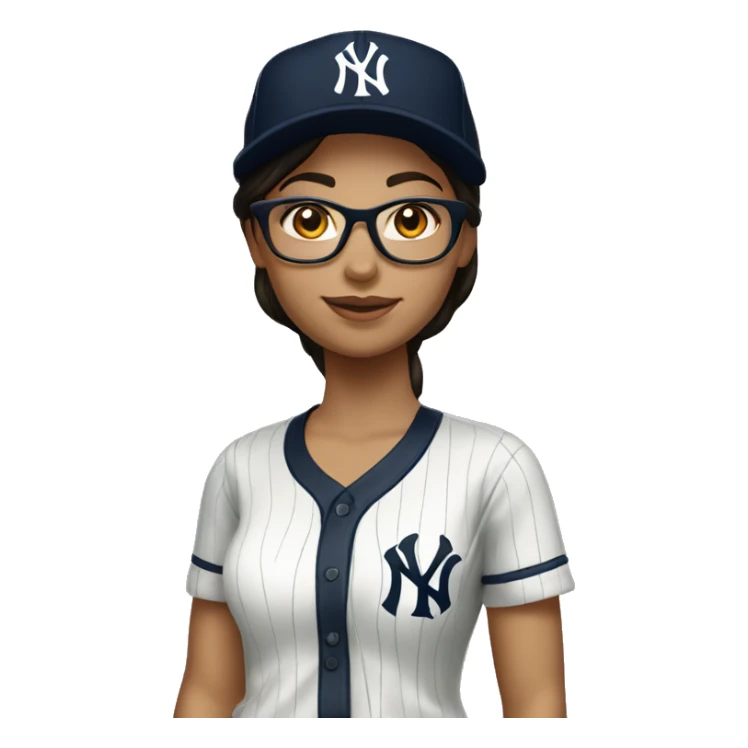 Brunette women with glasses New York Yankees cap sticker