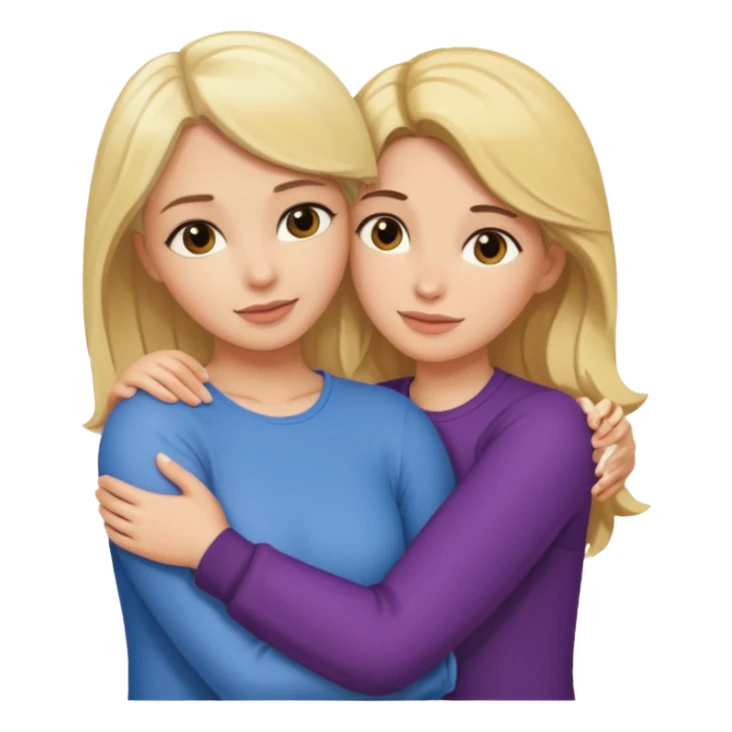 blonde hugging brunette  sticker