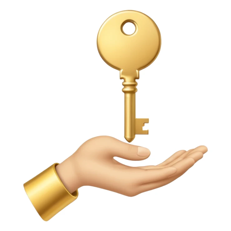 close-up of a hand holding a key, emoji style sticker