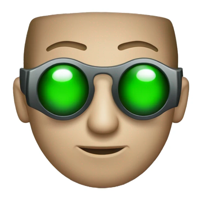 NEO,-the-matrix,-holding-red-pill,-one-glass-eye-has-green sticker