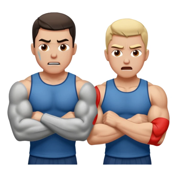 two people struggling, showing effort and frustration, expressive faces sticker