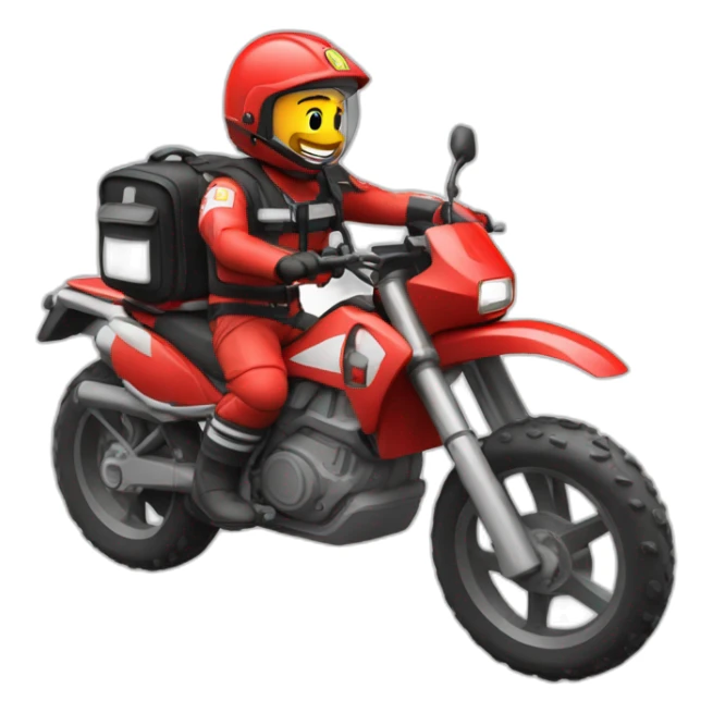 Pompiers sur une motocross avec un sac de secours sticker