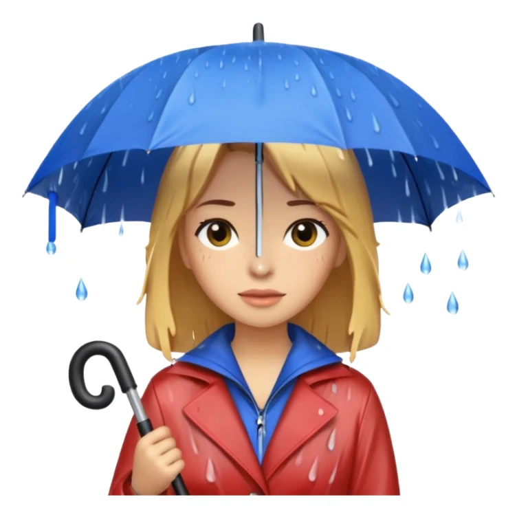 she getting wet (umbrella, dripping hair) sticker