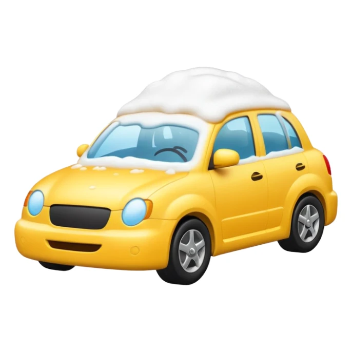 car completely covered in foam during car wash, emoji style sticker