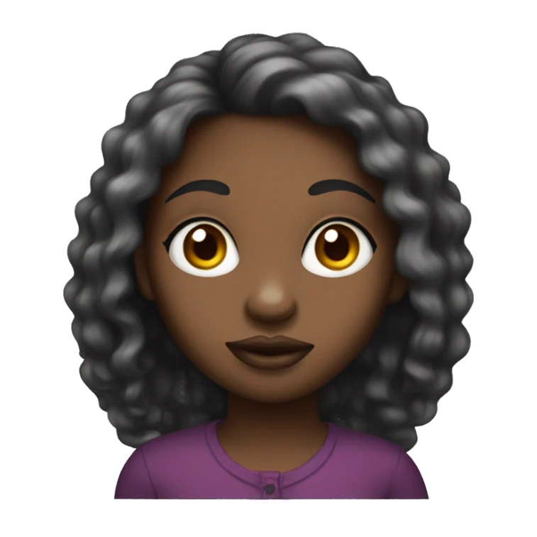 Black girl with big eyes big lips long hair sticker
