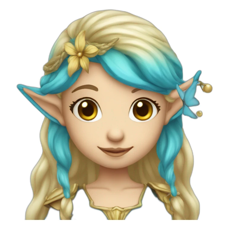 cute marine blue elf fairy with long hair sticker