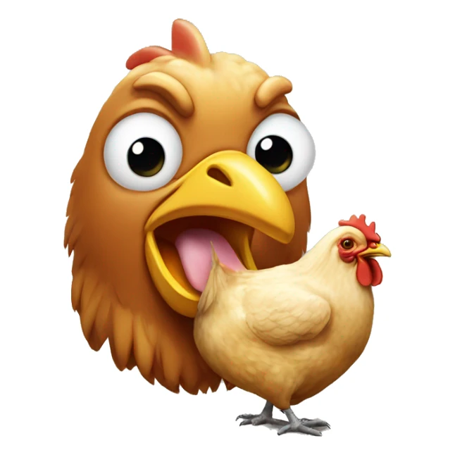 chicken with a piece of chicken in the mouth sticker