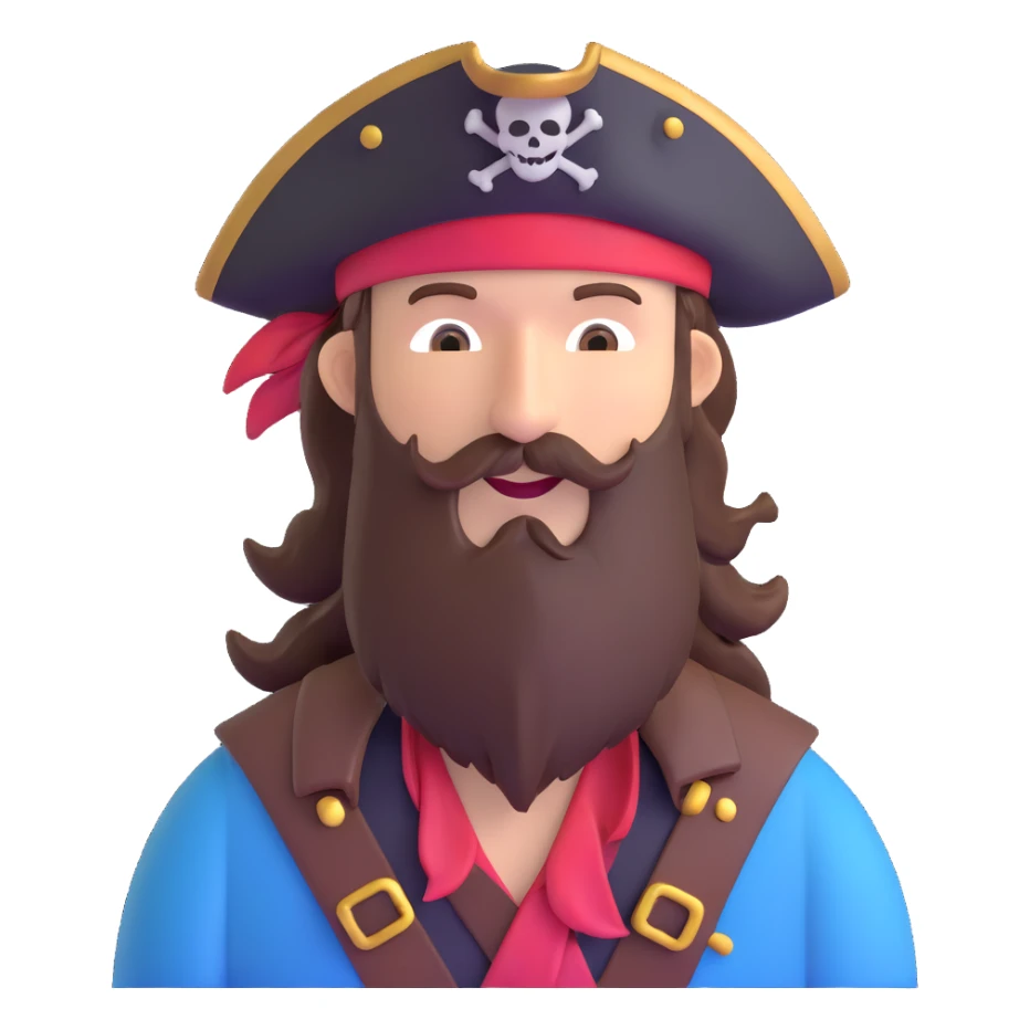 pirate captain with tricorn hat and beard sticker